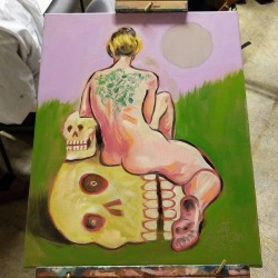 Paint night WIP Oil on canvas 16&quot;x20&quot;   #painting #oils #oilpainting #oilpaintings #WIP #skull #nude  #artistsofinstagram #artistsontumblr #oiloncanvas https://www.instagram.com/p/Bte6Hxole4R/?utm_source=ig_tumblr_share&amp;igshid=1lbpvm98nepqq