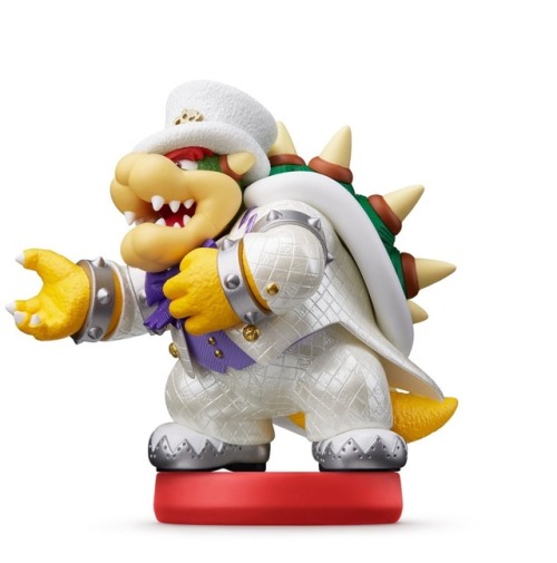 paper-mario-wiki: ladygolem:  japanesenintendo:  Super Mario Odyssey amiibo  Three new amiibo figures—Mario, Princess Peach and Bowser in their wedding outfits—will be released at the launch of Super Mario Odyssey.   