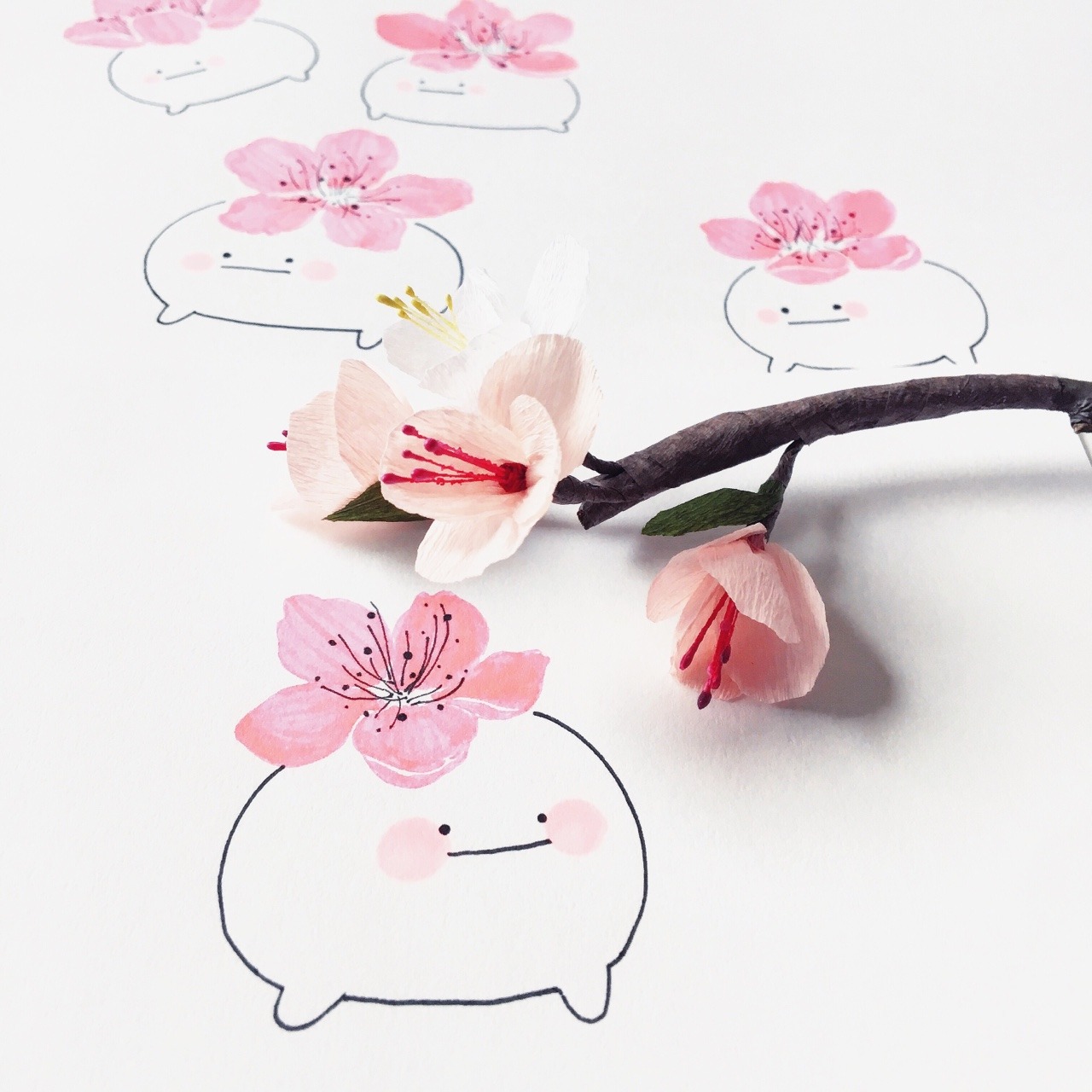 yoyothericecorpse:  hi bud is loving the paper cherry blossom branch I made (I MADE!!!!!)