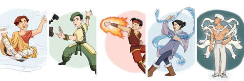 Finally Finished My SHINee As AtLA Benders Drawings! Inspired By And Based On This Post By @confetti-cake-key