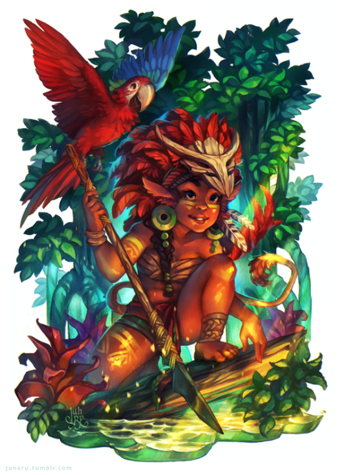 In the brazilian folklore the Caipora is also known as a short indian warrior, protector of the anim