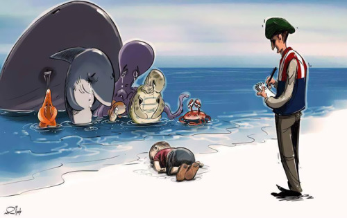 Creative illustrations about Tragic Death Of 3-Year-Old Syrian Refugee - 3 Yaşında ki  Suriyeli