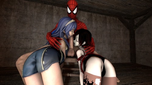 Lucina and Ruby Rose love to suck on Spider-Man