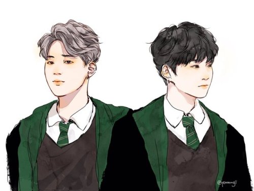 yeoongi: because rapmon sorted them…here are the slytherin princes (twt)
