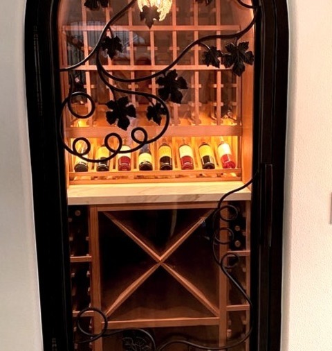 Orange County Transitional Wine CellarSmall Image Of A Wine Cellar With A Dark Wood Floor That Transitions