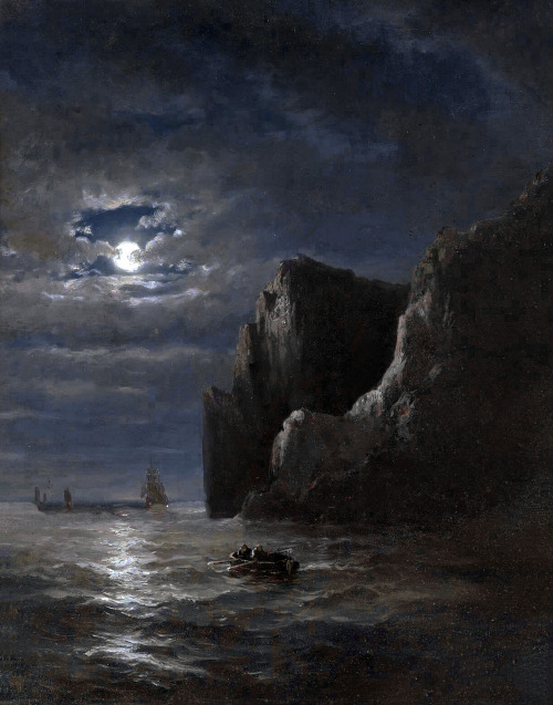 Coastal Scene in the Moonlight (1878) - H. Mosby