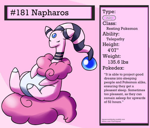 181 - NapharosResting Pokemon“It is able to project good dreams into sleeping people and Pokemon ali