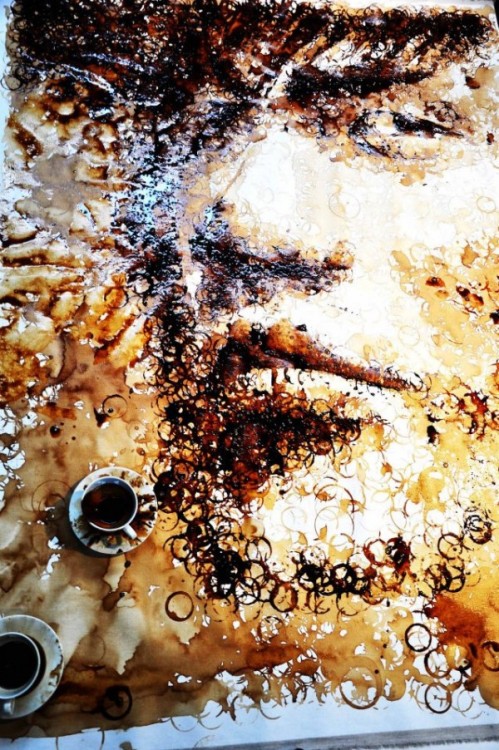 ladyjfemme: Coffee mug stain masterpiece.  Artistic genius is an understatement. Jay Chou portrait b