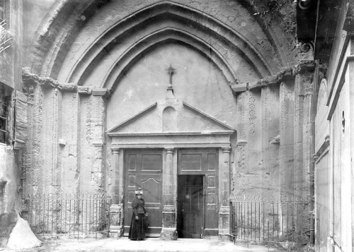 Eglise Notre Dame-de-Nazareth, Orange, Vacluse, France, ca. 1860.  Entrance to the former cathedral.