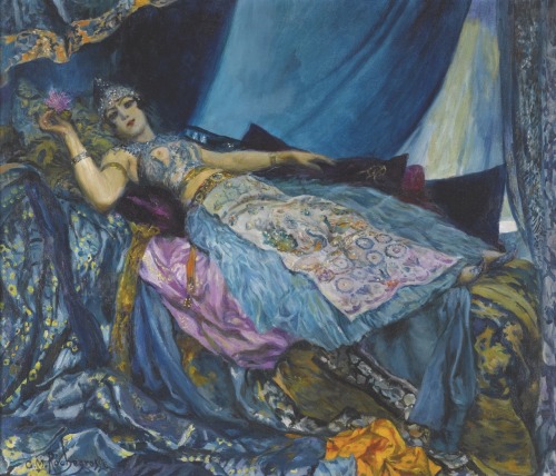 La princesse bleue / The blue princess.Oil on Canvas.69.5 x 81.5 cm.Art by Georges Rochegrosse.(1859