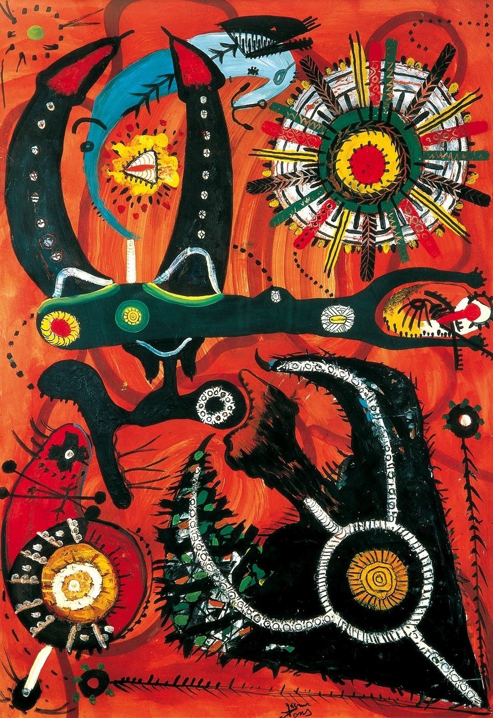 Joan Ponç (1927-1984) — Untitled (oil, gouache, paperboard, 1947)