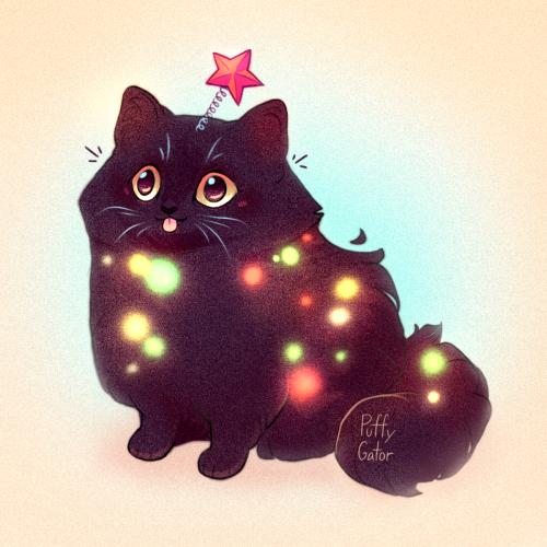 puffygator:The Christmas cat #blep #christmas cat! #puffygator