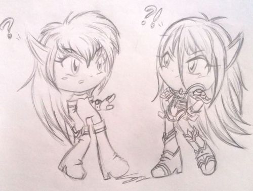 sayuamaya-blog: ✩°｡⋆⸜(ू˙꒳​˙ )  Phantasy Star sketches! Myau and Alis~ (PS I ) Nei and Neifirst~ (PS