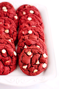 verticalfood:  Red Velvet White Chocolate Chip Cookies