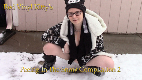 mecha-red-vinyl-kitty: A compilation of three different pees in the chilly air while it snows down a