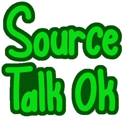 the text "Soruce Talk Okay" in green with a dark green outline