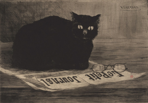 Chat noir sur un journal = Black Cat on a NewspaperHenri-Charles Guérard (French; 1846–1897)before 1