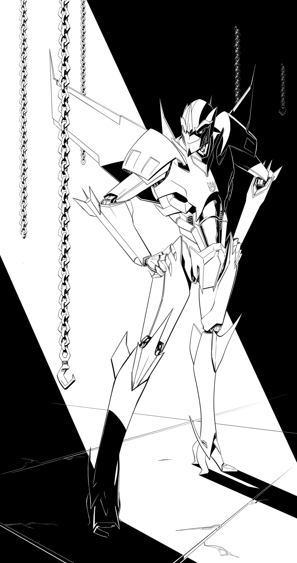 justabitscrewy:  The completed inks for the Starscream I’m currently working. I