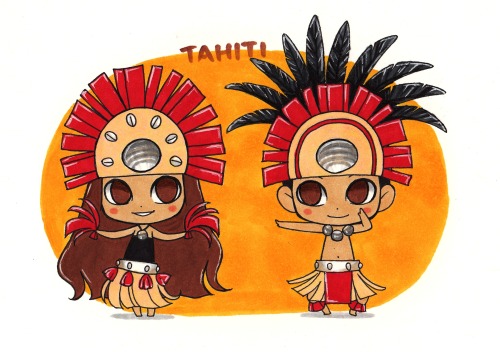 sakurajoker: Polynesian dancers chibi.