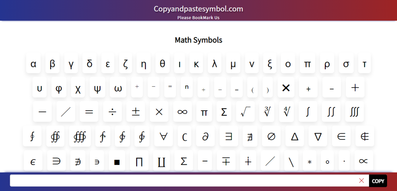 Get Math Symbols Copy And Paste