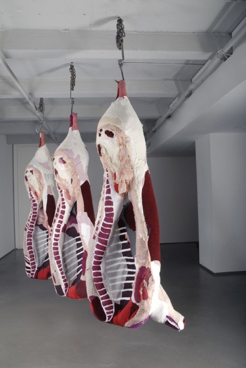 artthatremindsmeofhannibalnbc:Tamara Kostianovsky, Abacus, 2008Discarded clothing, metal hooks