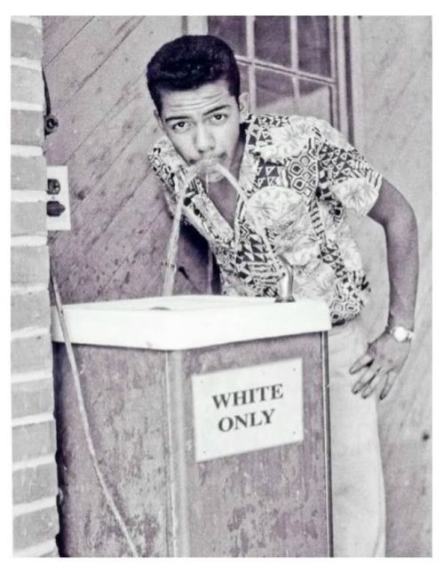 trebled-negrita-princess: deenoverdami: essentialisinvisible: Black man drinking at white only fount