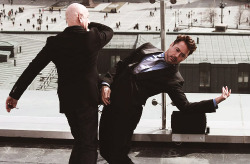 chocolate-rdj:  Robert Downey Jr. and Sir Ben Kingsley fooling around in Moscow (April 10, 2013) 