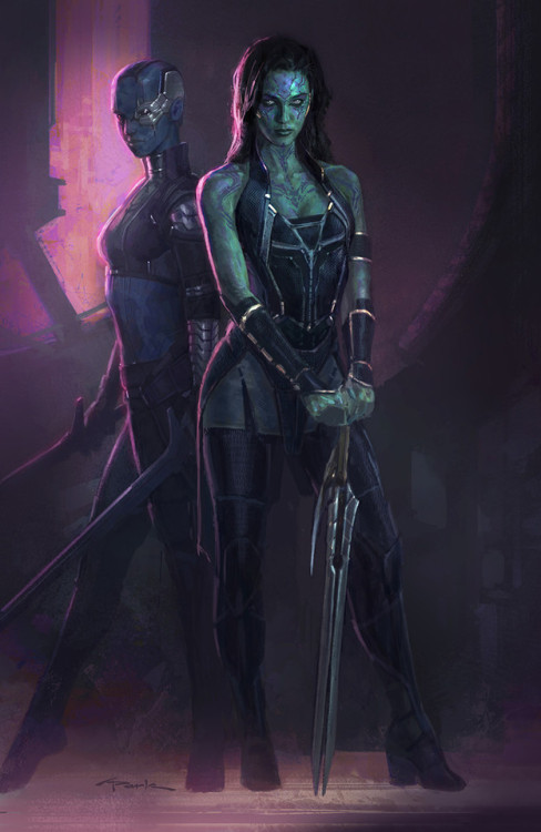 Gamora &amp; Nebula- Guardians of the Galaxy  Andy Park www.artstation.com/artwork/2X8Rx