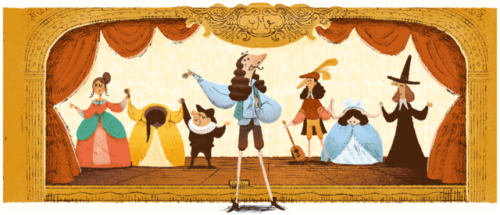 thebusylilbee:Google-doodle en hommage à Molière pour célébrer l’anniversaire de la 1ère représentat