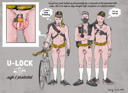 bossyboys:  andywarlord-comics:  &ldquo;we got our junk locked up permanently by a comrade at the anarchist bike coop…this is to help us stay straight edge and focus on radical activism“  just discovered this artist … he does really great work!