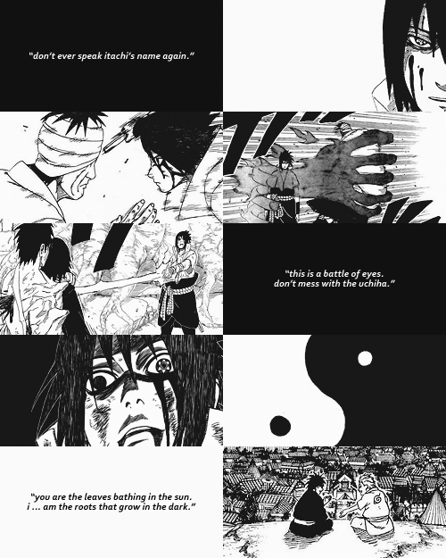 uchihasasukes:  naruto challenge: favourite story arc → five kage summit  “i finally got my first bit of revenge for itachi. it was a high unlike everything i’ve ever felt. like i was cleansing the uchiha name of the stigma that’s dogged it for