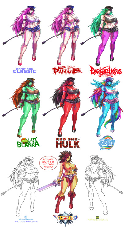 turtlechan:  one of the most capcom girls that i have in my portfolio with random costumes & palettes p.d: in the origins of capcom’s final fight, poison was a transsexual/futanari
