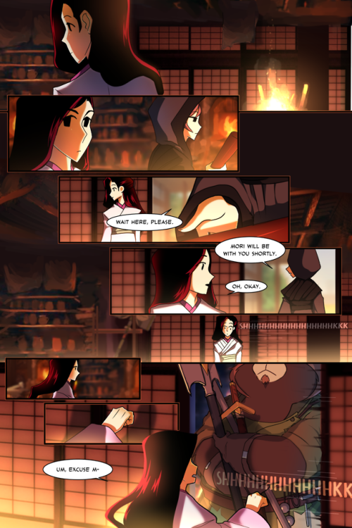 Daemons Venatus S1: Chapter 5 Pages 32 - 37 Akari Meets Mori the Blacksmith - Comic art @aarspi, Mor