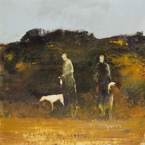 Ferreting for rabbits   -   Kurt JacksonBritish, b.1961-mixed media on canvas, 91 x 91 cm