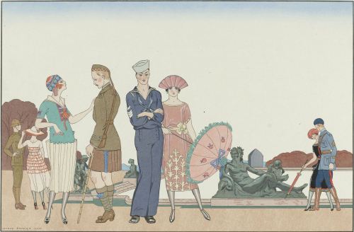 Les alliés à Versailles = The Allées at VersaillesEngraved by Henri Reidel after George Barbier (Fre