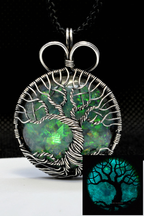 This tree of life wire wrap necklace pendant is handmade with .925 sterling silver wire. The sparkly