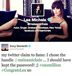 finchel-frenzy:Lea Michele + little reminders of Cory