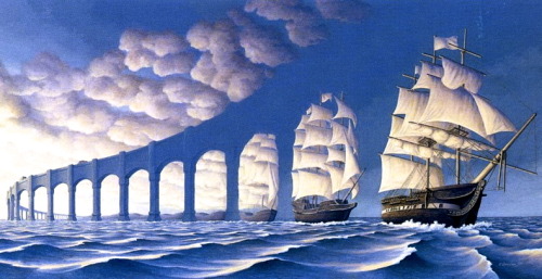 worldpaintings:  Rob Gonsalves (b. 1959) is a Canadian painter of magic realism with a unique perspective and style. He produces original works, limited edition prints and illustrations for his own books.After an introduction to Dali and Tanguy, Gonsalves