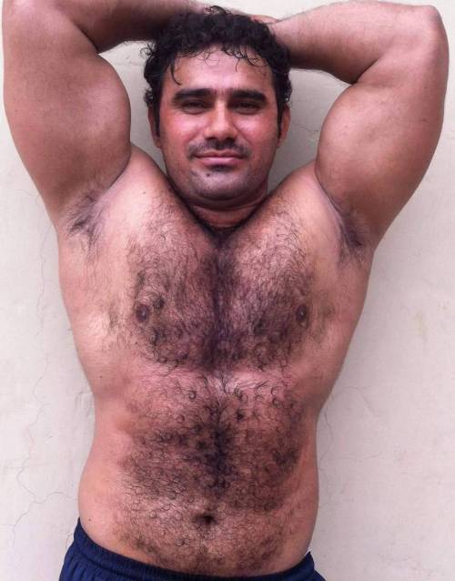 Hairy guy after a gym session 