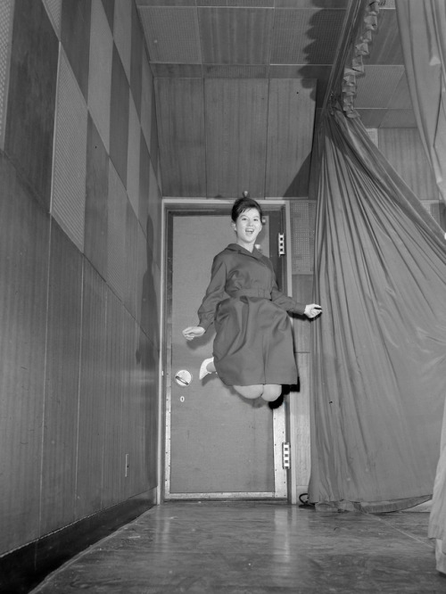 s-h-o-w-a:  Famous Japanese people, including  Honda Motor Co. founder  Soichiro Honda, actor Toshiro Mifune and singer Mie Nakao, jump for The Asahi Simbun newspaper in January  1963