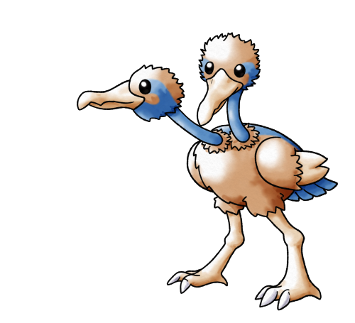 #084 Doduo / #085 DodrioDoduo’s blue coloration is based on emus, in particular some extinct s