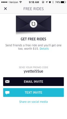 pussypotion:  My car broke down…again. So I have to take the über to school &amp; to work. The expense is starting to add up, so it would really help if y'all would use my code! You’ll get a free ride too☺️. PLEASE REBLOG!