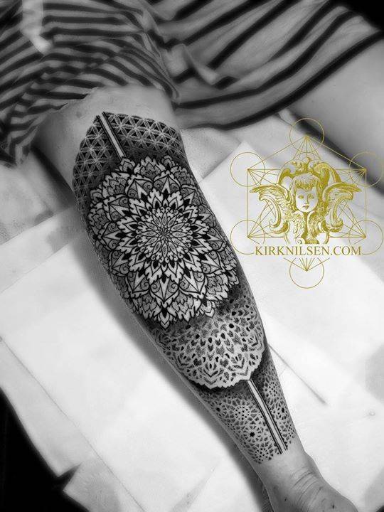 Geometric and mandala piece inked on the right shin  Shin tattoo Leg  sleeve tattoo Tattoos