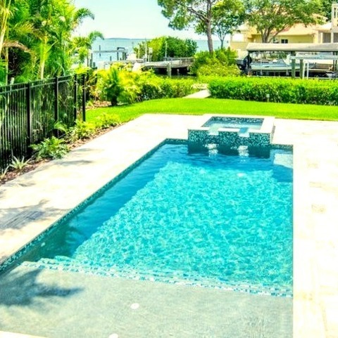 Lap TampaHot Tub - Large Transitional Backyard Tile And Rectangular Lap Hot Tub Idea