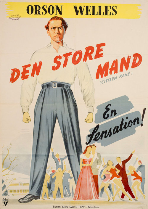 movieposteroftheday:1946 Danish poster for CITIZEN KANE (Orson Welles, USA, 1941)Artist: unknownPost