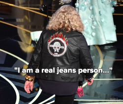 swampwulf:  this-is-life-actually:  Jenny Beavan has spoken about that jacket and she’s officially a fashion hero Beavan demonstrated grade-A badassery at the 2016 Oscars by accepting her award for Mad Max: Fury Road wearing a custom leather biker jacket.