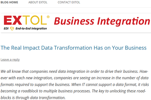 EXTOL March 2015 Blog; Data Transformation