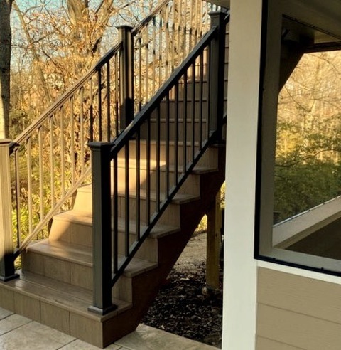 Cincinnati Transitional DeckExample Of A Large Transitional Backyard Second Story Metal Railing Deck