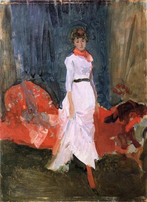 oldpainting:   artist-whistler:   Arrangement in Pink, Red and Purple, James McNeill Whistler Medium: oil,boardhttps://www.wikiart.org/en/james-mcneill-whistler/arrangement-in-pink-red-and-purple-1884   James Abbott McNeill Whistler, an American artist,