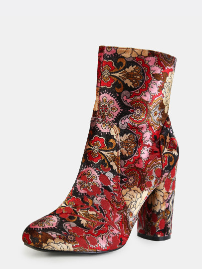 angelsfilth:Velvet Patterned Ankle Booties 41$